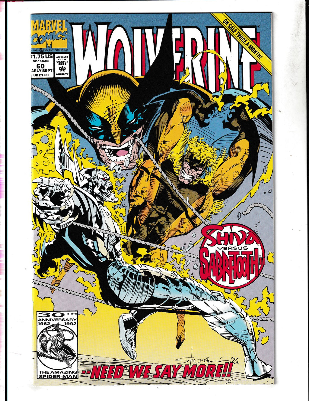 Wolverine #60 (1992) Shiva Versus Sabretooth Marvel Comics