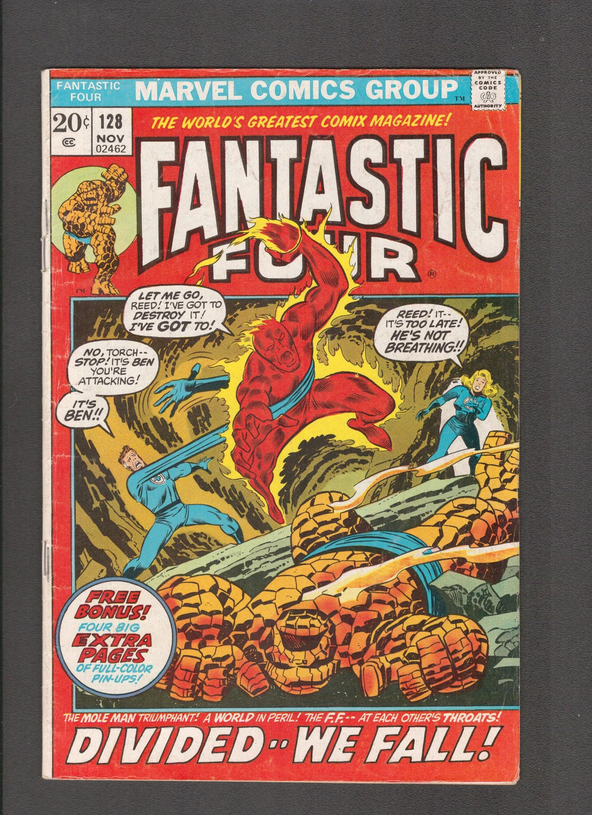 Fantastic Four #128 (1972) W/ 4-Page Insert Buscema Sinnott Simek Marvel Comics