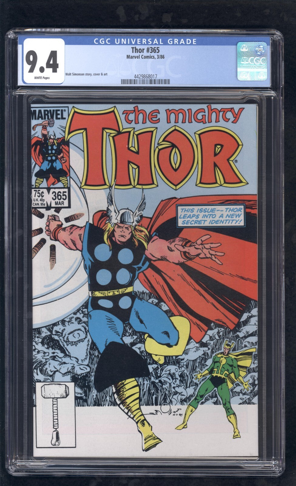MIghty Thor #365 CGC 9.4 (1986) Graded Marvel Comics | Walt Simonson - Throg App