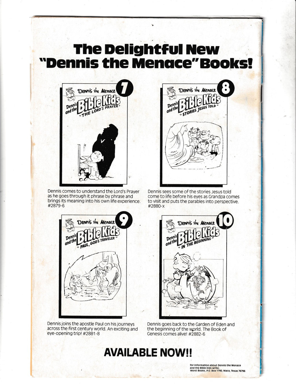 Dennis the Menace and the Bible kids #8 (1977) Low Print Run Word Comics