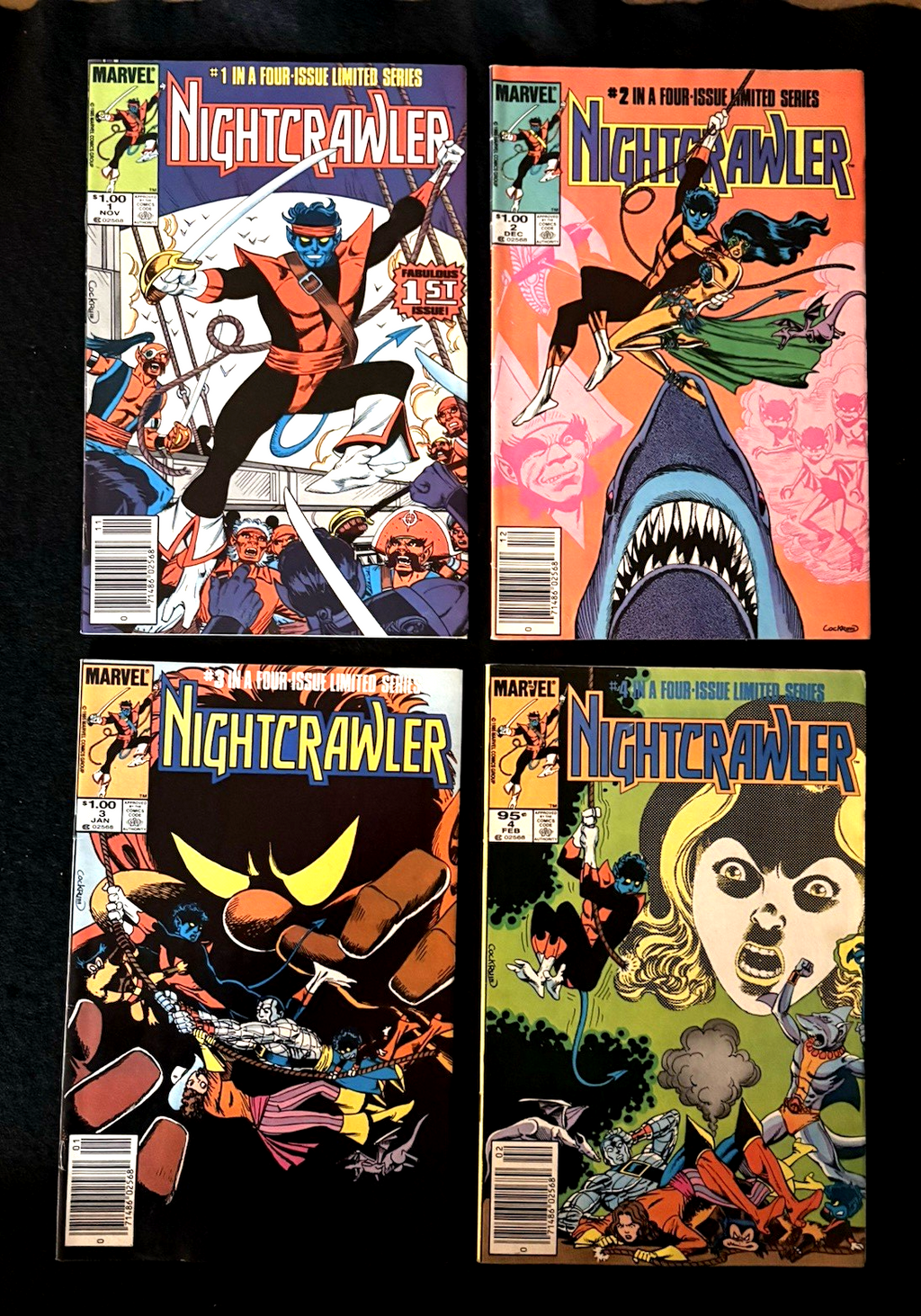 Nightcrawler #1-4 (1985/86) Complete Set Marvel Comics - Canadian Newsstand