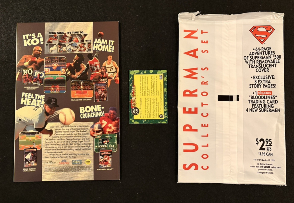 Adventures of Superman #500 (1993) DC Includes opened bag and Bloodlines Card