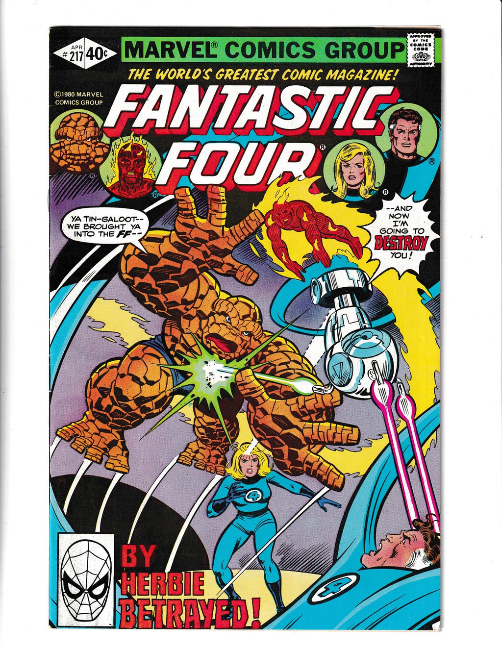 Fantastic Four #217 (1980) Death of Herbie - John Byrne Marvel Comics
