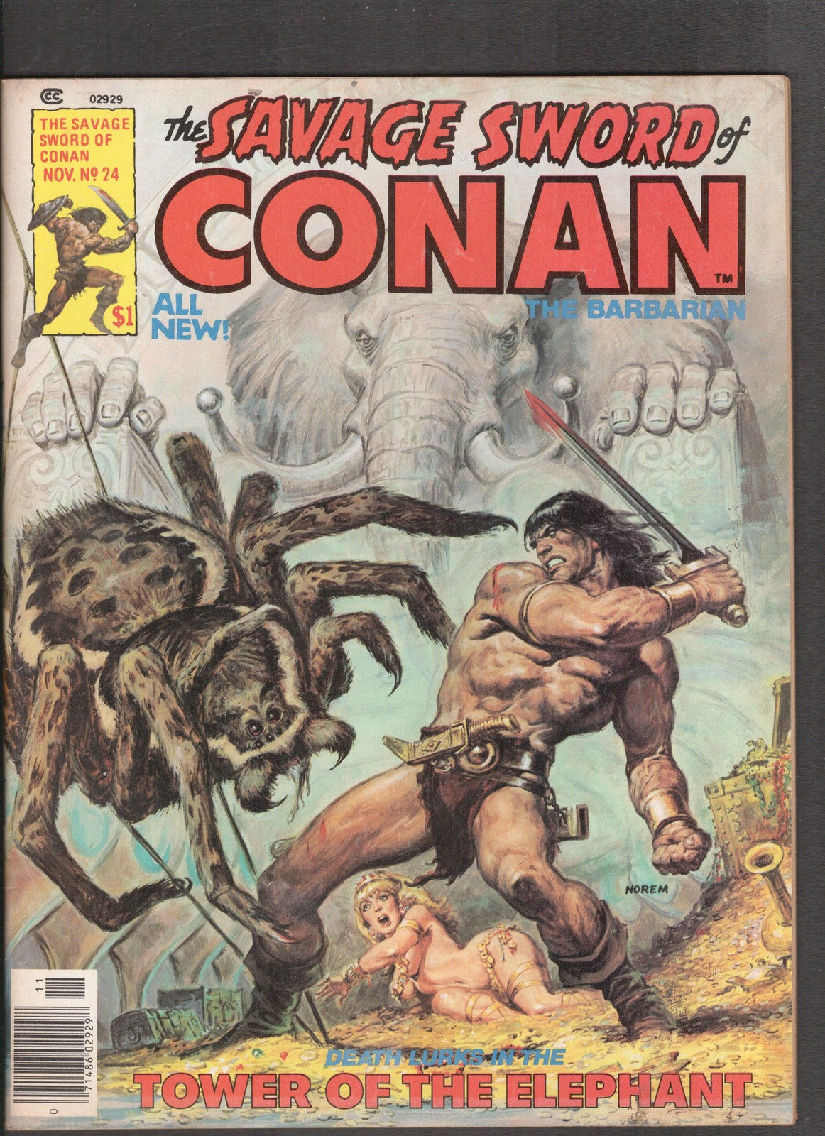 Savage Sword of Conan #24 (1977) Earl Norem Curtis Comics