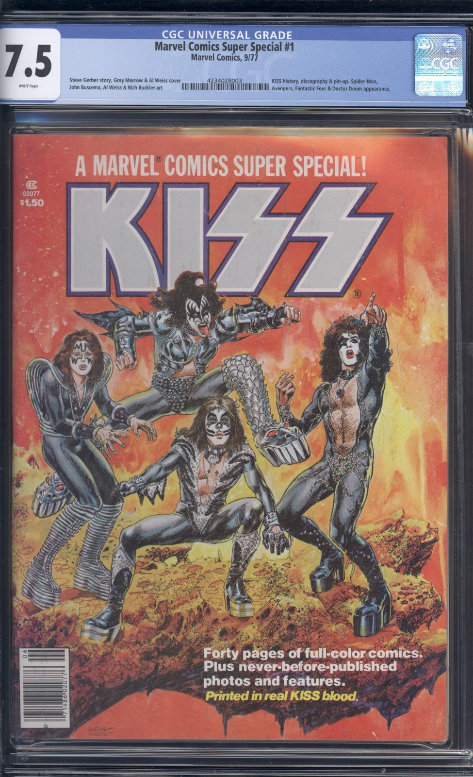 Marvel Comics Super Special #1 CGC 7.5 (1977) KISS Blood Magazine Marvel Comics