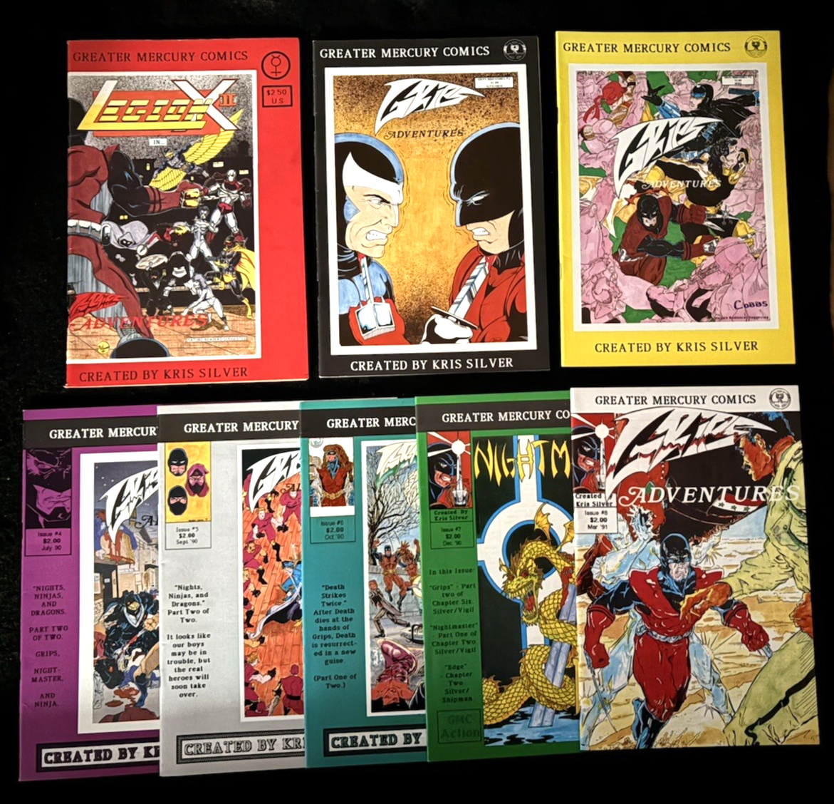 Grips Adventures - Complete Set #1-8 (1990-91) Greater Mercury Comics