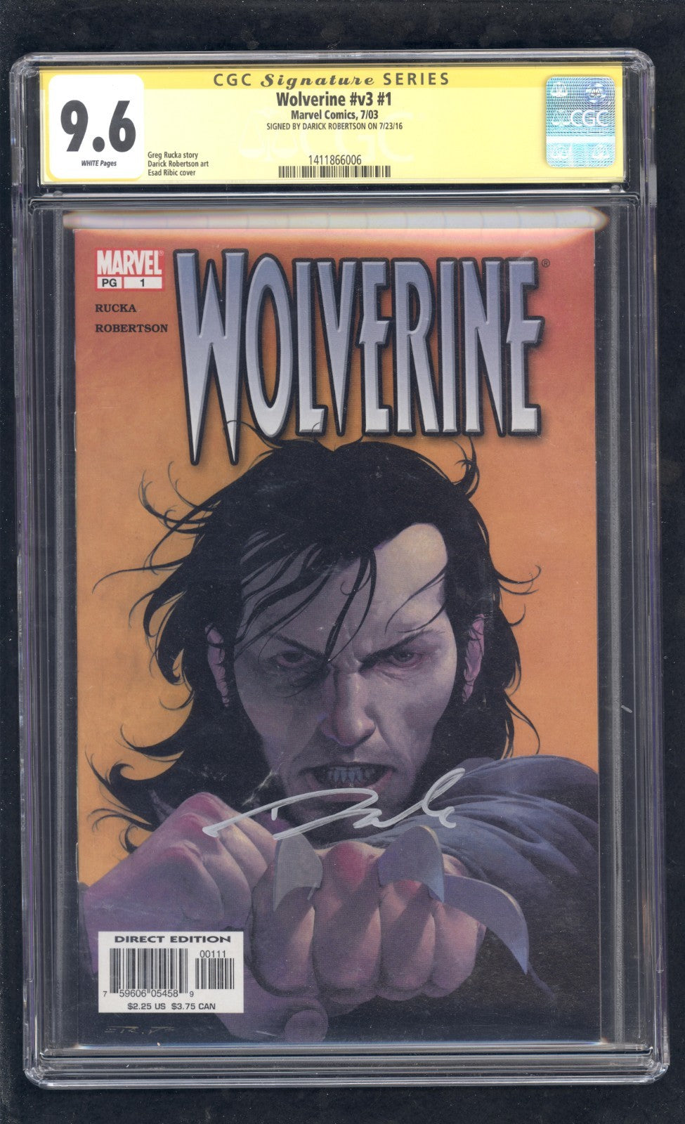 Wolverine #1 CGC 9.6 (2003) Signed by Darick Robertson CGCSS Graded Marvel Comic
