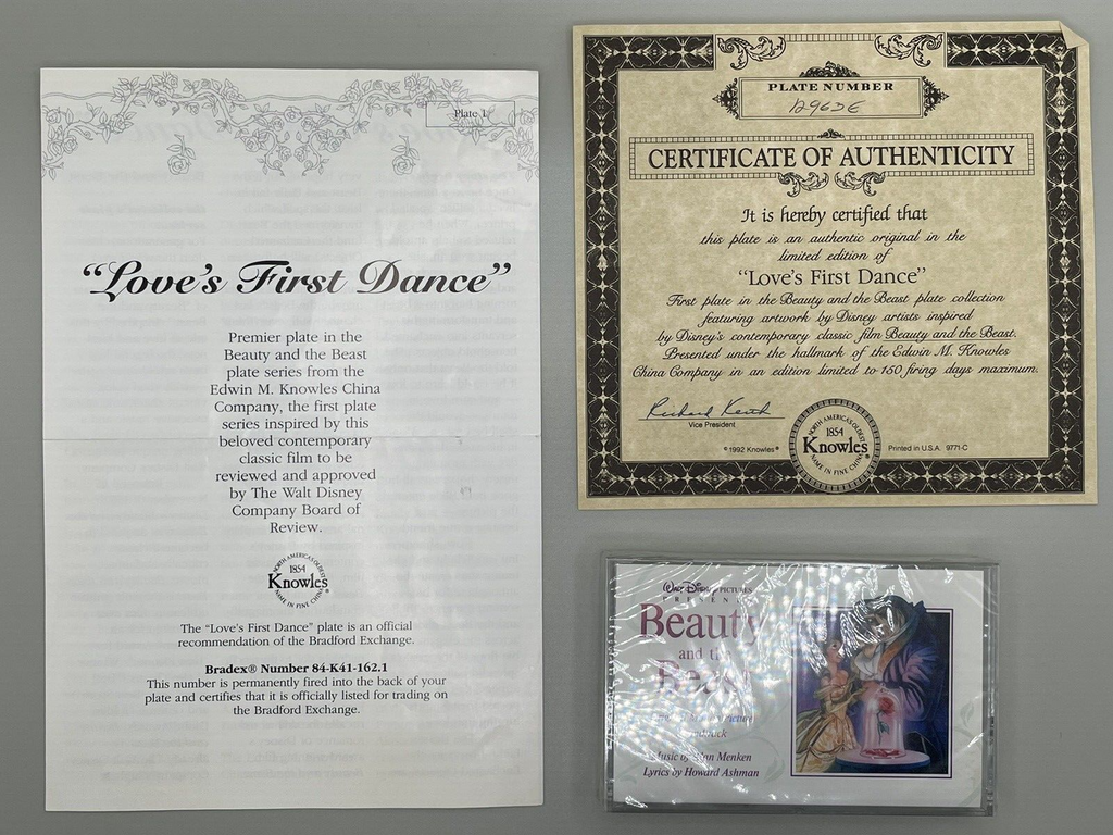 1992 Knowles Disney Collector Plate - Beauty and the Beast "Love's First Dance"