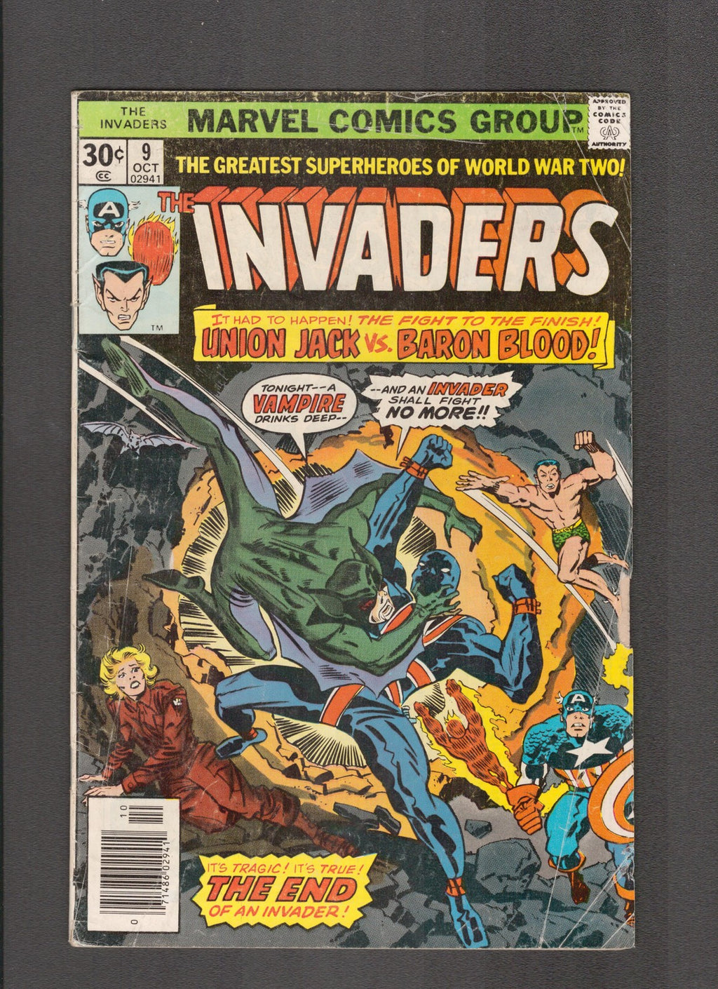 Invaders #9 (1976) Frank Springer, Roy Thomas Marvel Comics