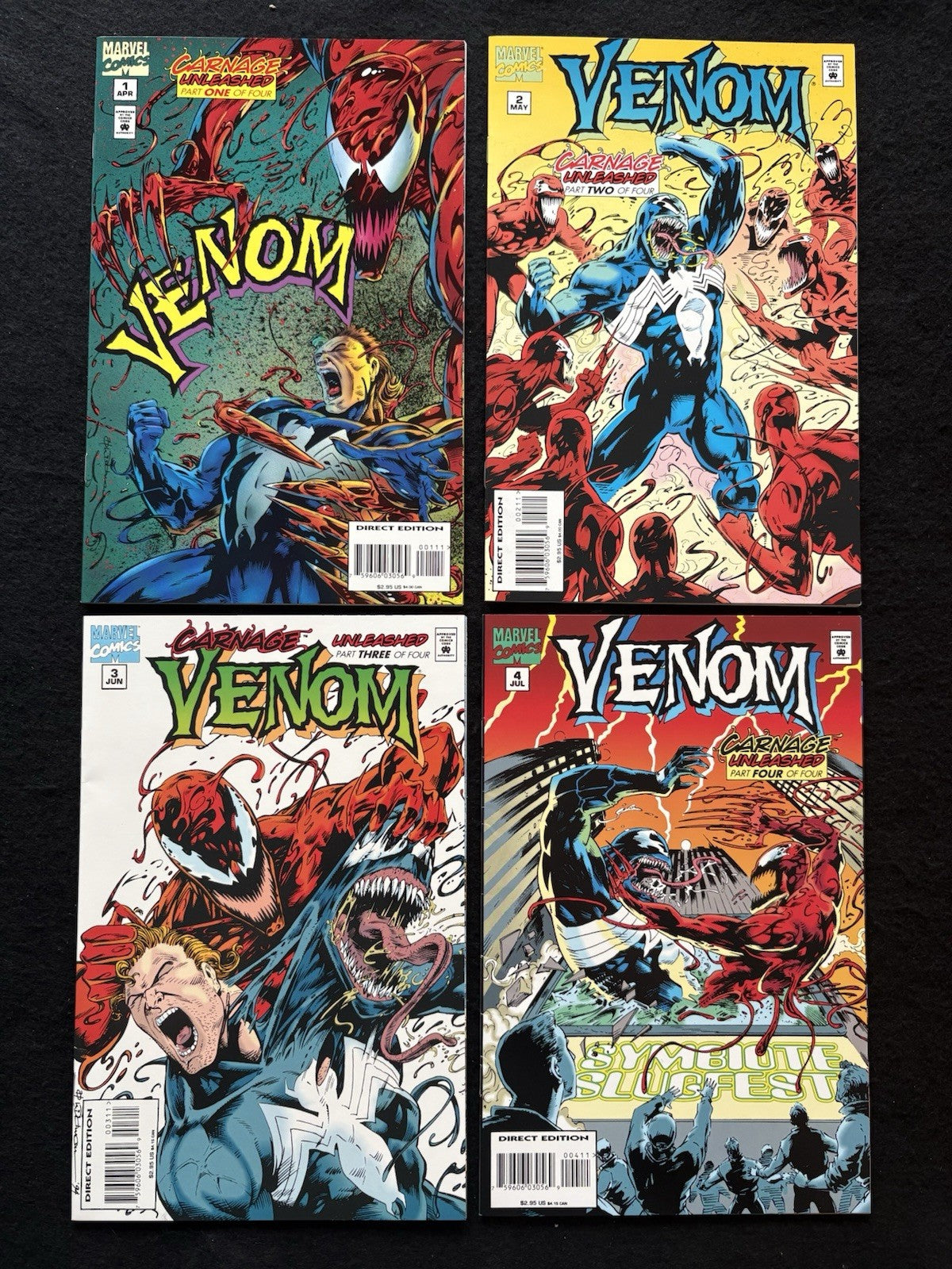 Venom: Carnage Unleashed #1-4 (1995) Complete Series Set of 4 Marvel Comics