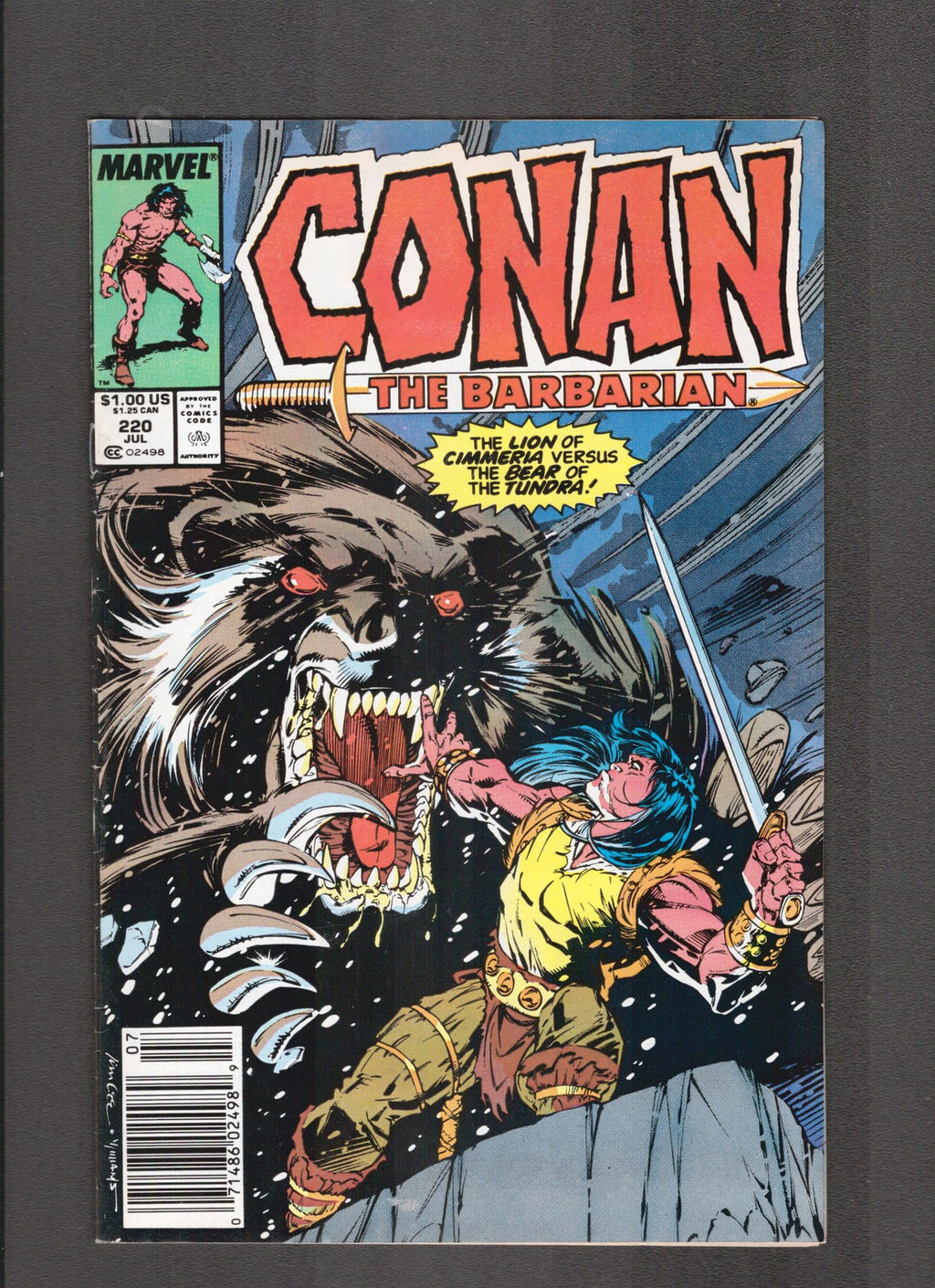 Conan the Barbarian #220 (1989) Jim Lee Cover Marvel Comics