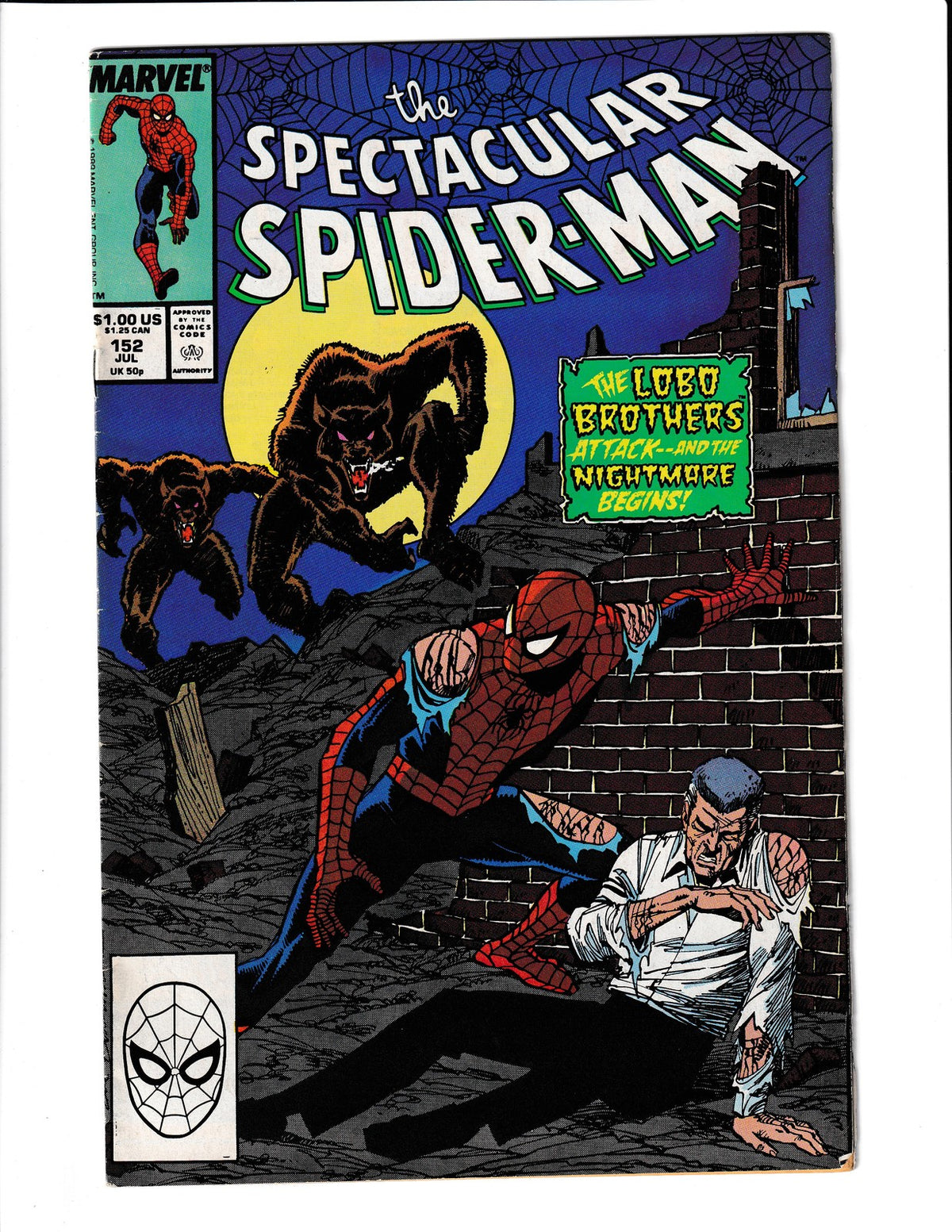 Spectacular Spider-Man #152 (1989) Lobo Brothers Attack Marvel Comics