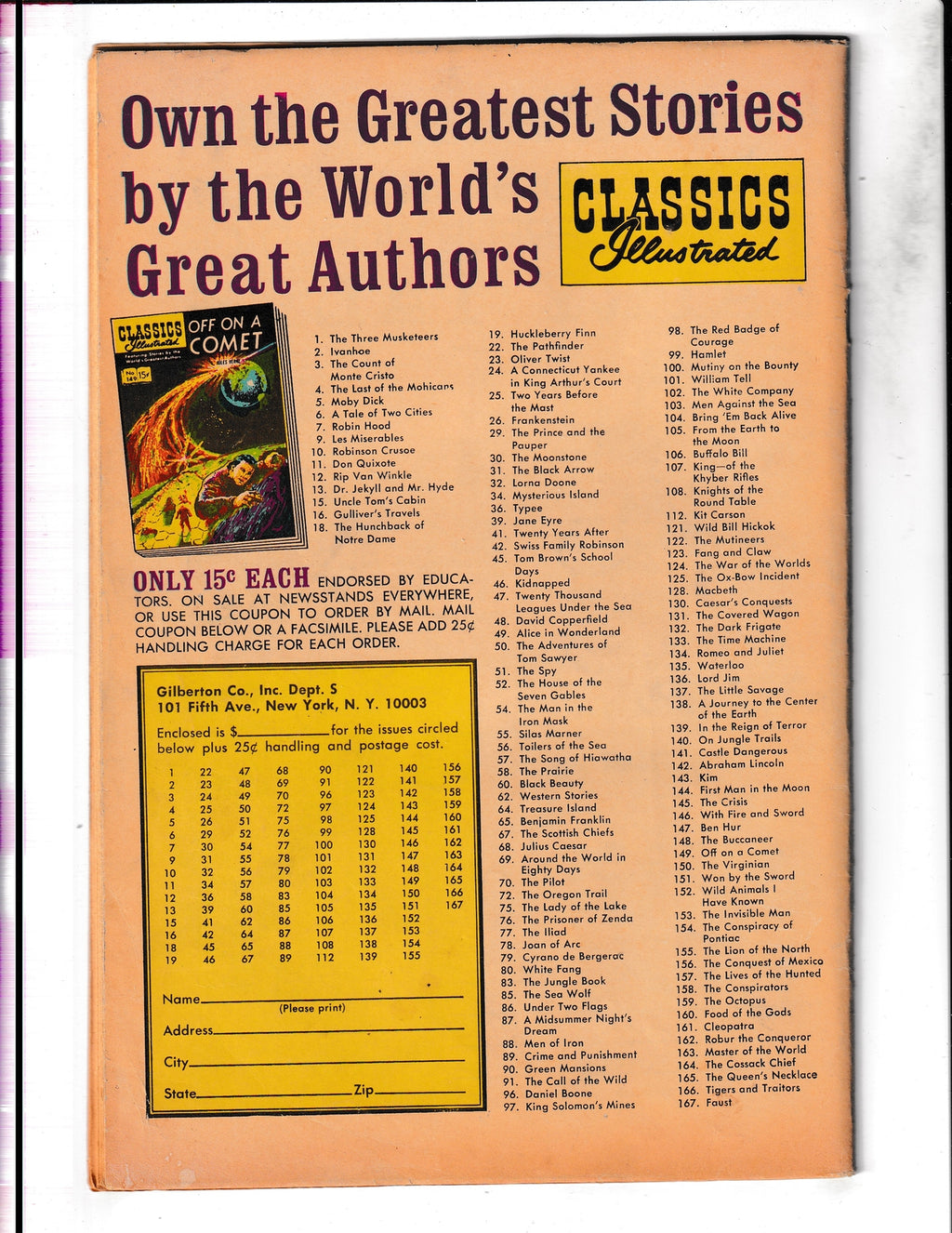 Classics Illustrated #50 Adventures Tom Sawyer #HRN  166 (1965) Gilberton Comics