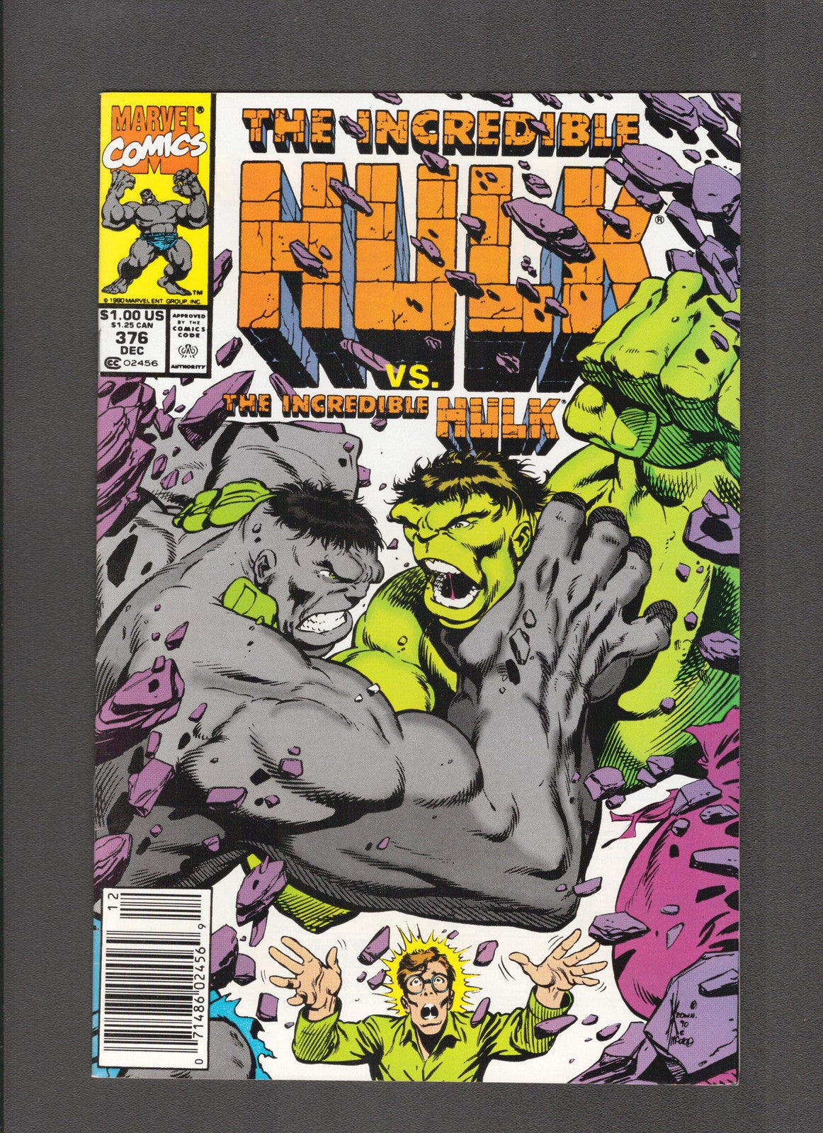 Incredible Hulk #376 (1990) Dave Keown Green Hulk vs Grey Hulk Marvel Comics