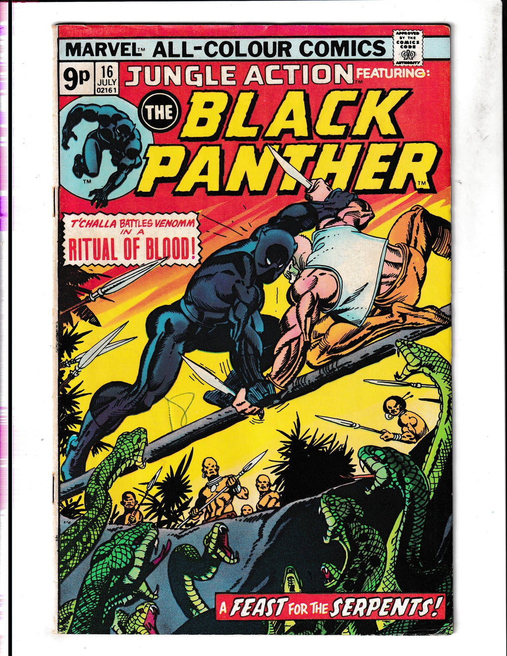 Jungle Action #16 (1975) Black Panther - UK Pence Price Variant Marvel Comics