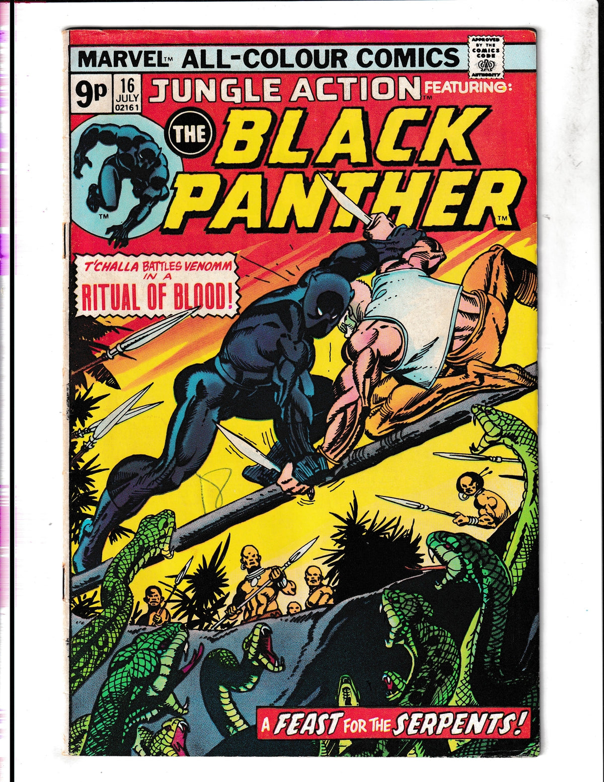 Jungle Action #16 (1975) Black Panther - UK Pence Price Variant Marvel Comics