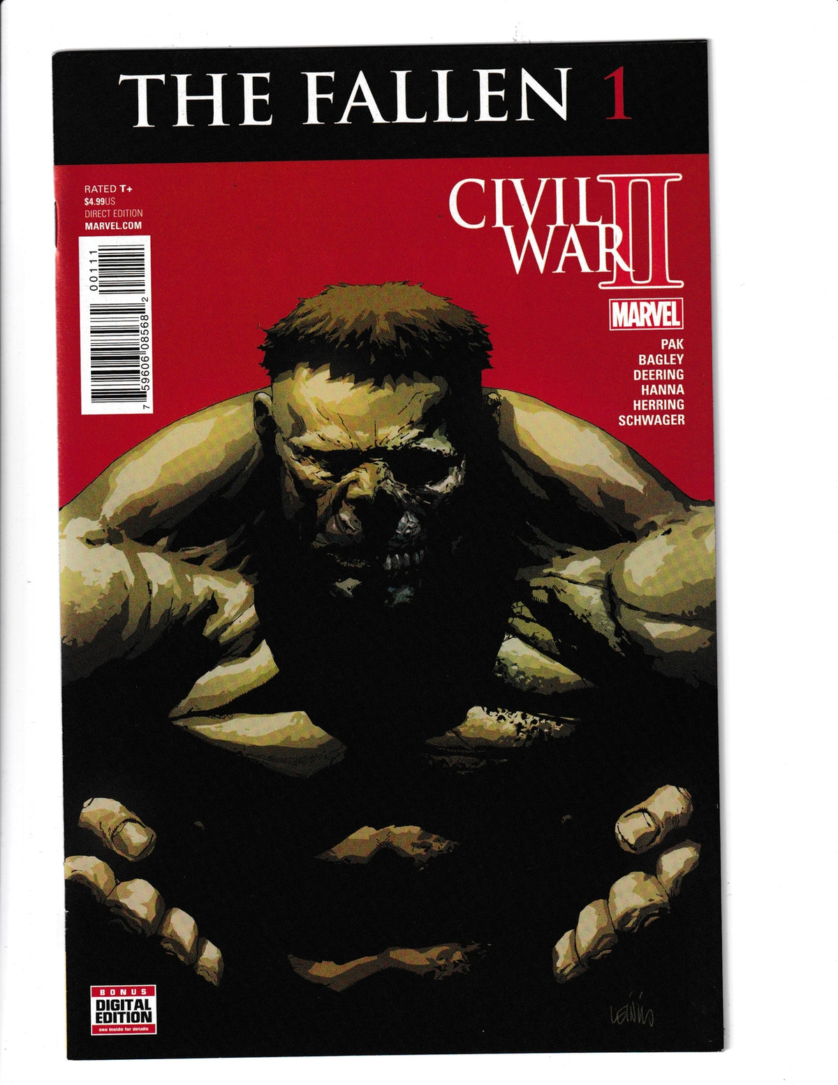 Civil War II: Fallen #1 (2016) Hulk Cover Marvel Comics