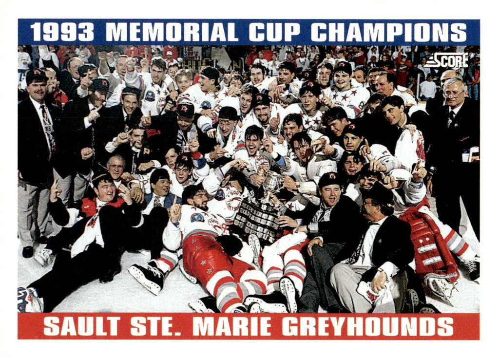 1993-94 Score #486 Memorial Cup Champions Sault Ste. Marie Greyhounds