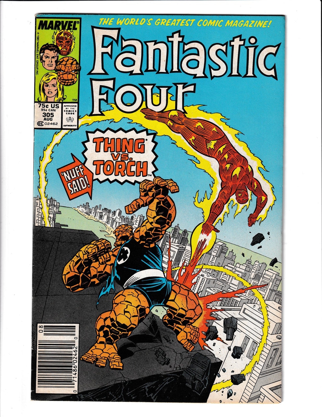 Fantastic Four #305 (1987) Thing Vs. Torch Marvel Comics