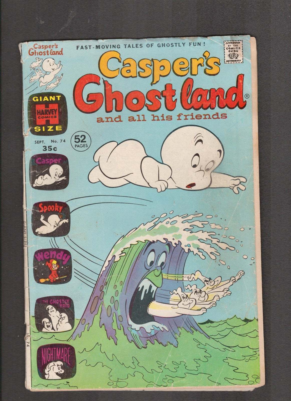 Casper's Ghostland #74 (1973) Detached Cover Harvey Comics