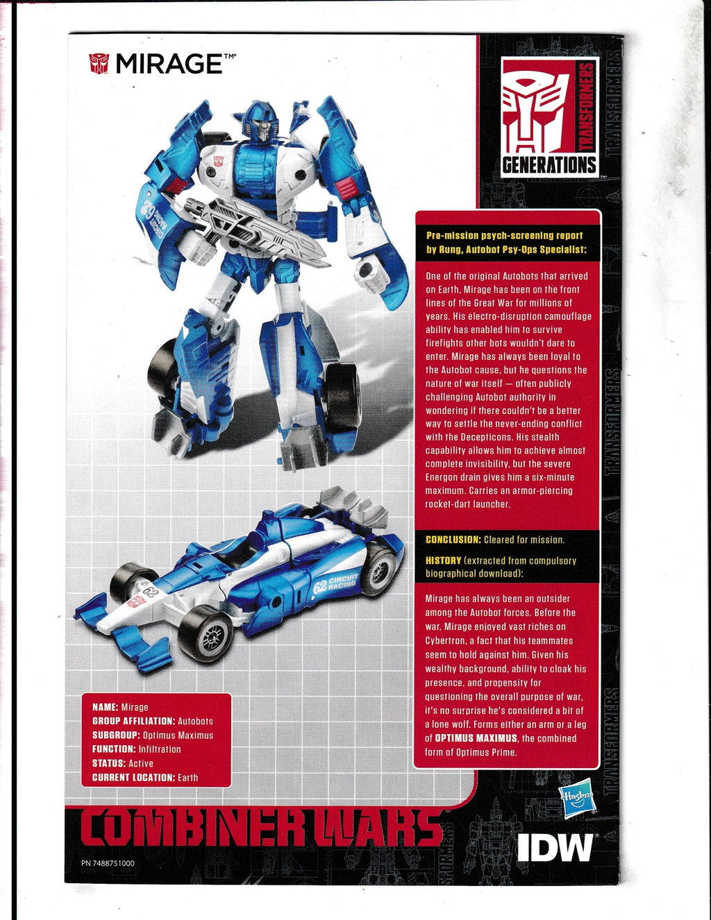 Transformers: Combiner Wars #16-Mirage (2016) Hasbro IDW Comics