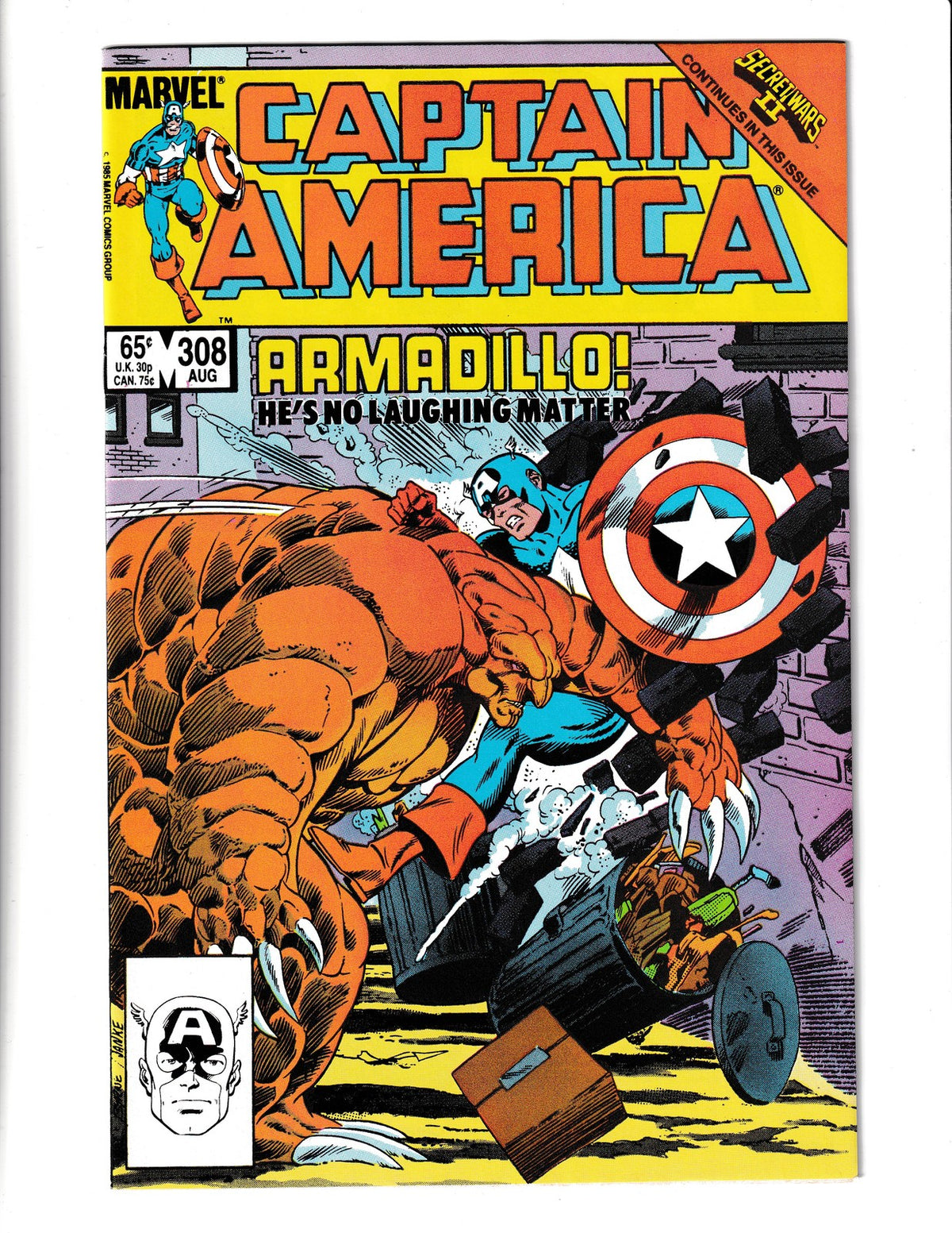 Captain America #308 (1985) 1st Armadillo Marvel Comics SKU:2363