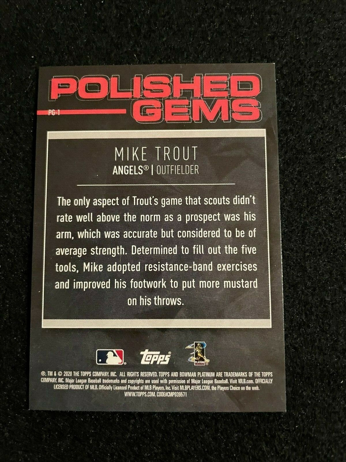 2020 Bowman Platinum Wal-Mart Polished Gems Green /99 Mike Trout #PG-1