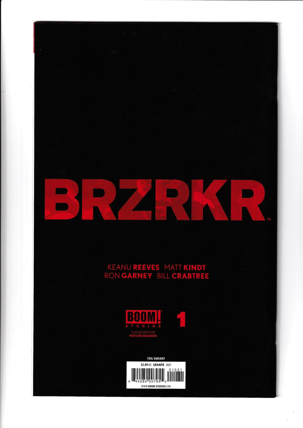 BRZRKR #1C (2021) Grampa Foil Variant Boom Studios! Comics