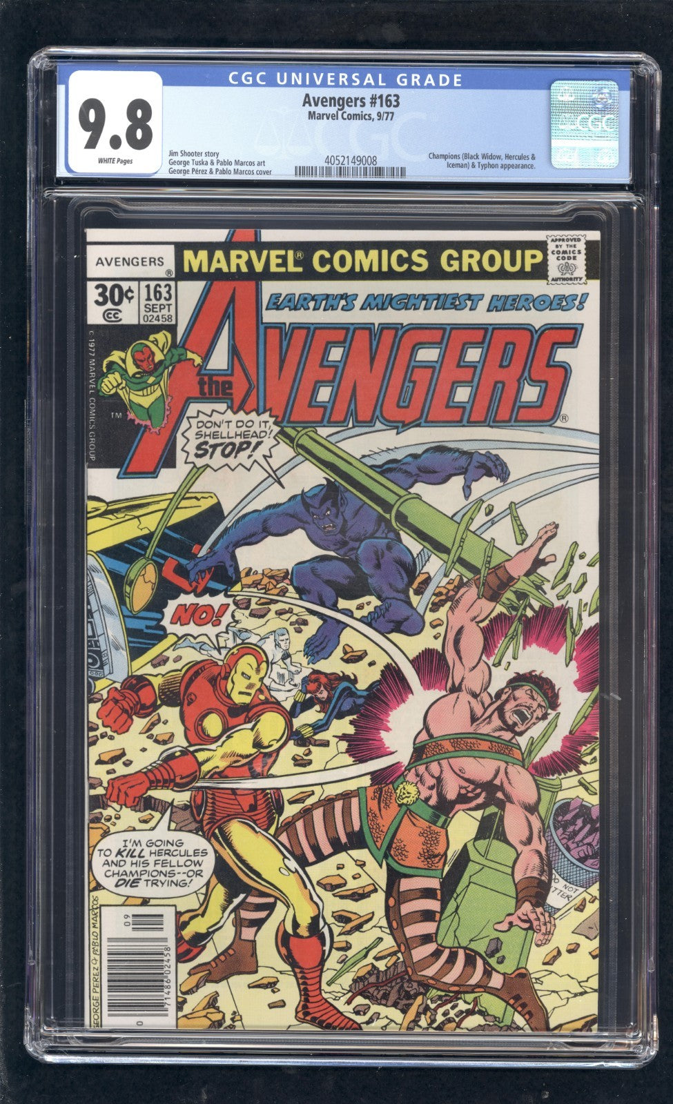 Avengers #163 CGC 9.8 (1977) Jim Shooter George Perez Graded Marvel Comics