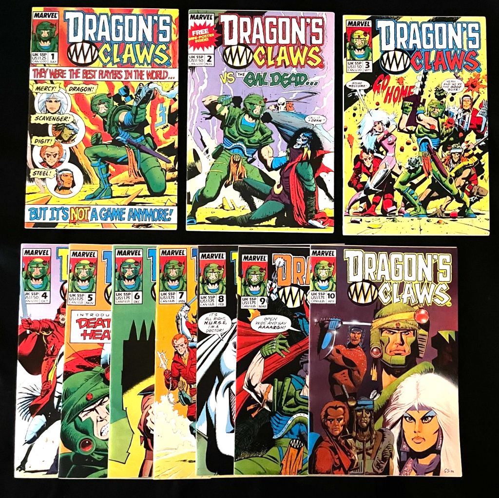Dragon's Claws- Complete Set of 10 #1-10 (1988) Marvel UK