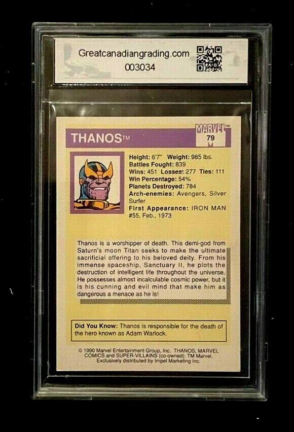 1990 Marvel Universe #79 Thanos Super-Villains GCG 10.0 GEM! RARE Impel