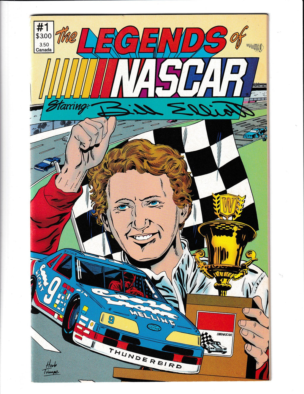 Legends of NASCAR #1 (1990) Bill Elliot - Cards attached Vortex Comics