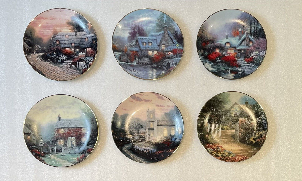Complete Set of 6 Plates Thomas Kinkade's "Thomashire" - Bradex 84-K41-142