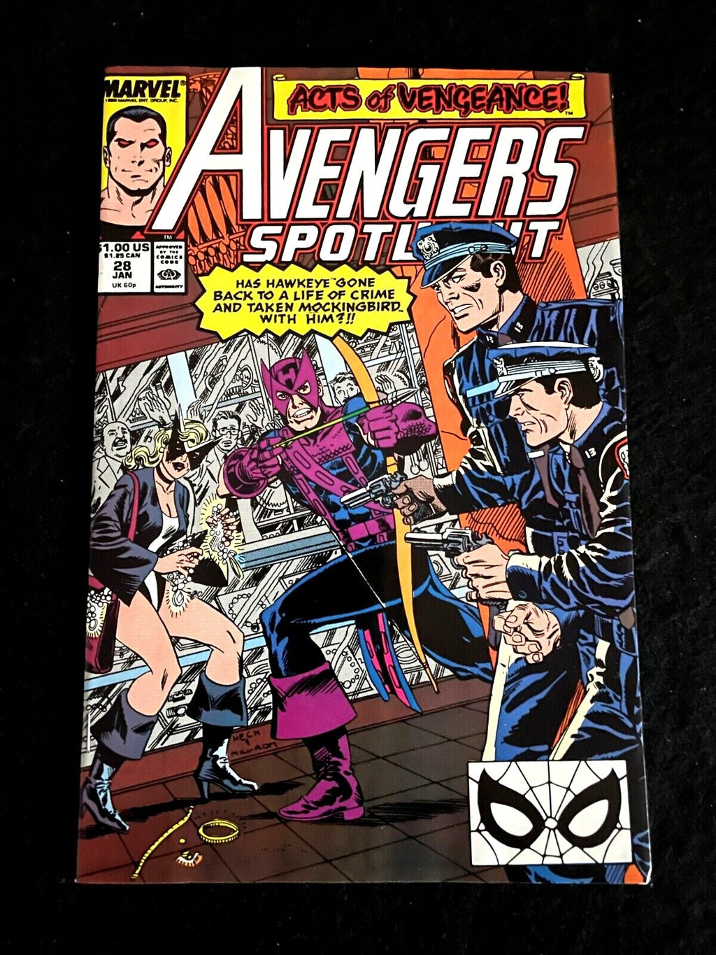 Avengers Spotlight #28 1990 - HIGHER GRADE - Hawkeye and Mockingbird