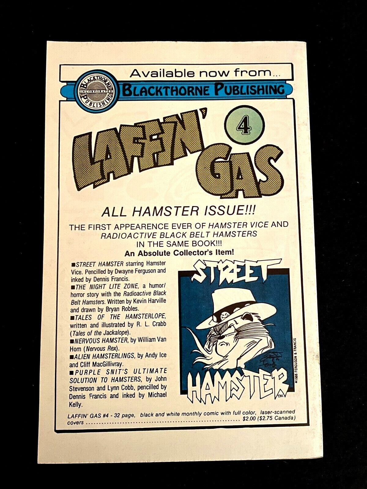 Hamster Vice #1 (Blackthorne 3D Series #12)  1986