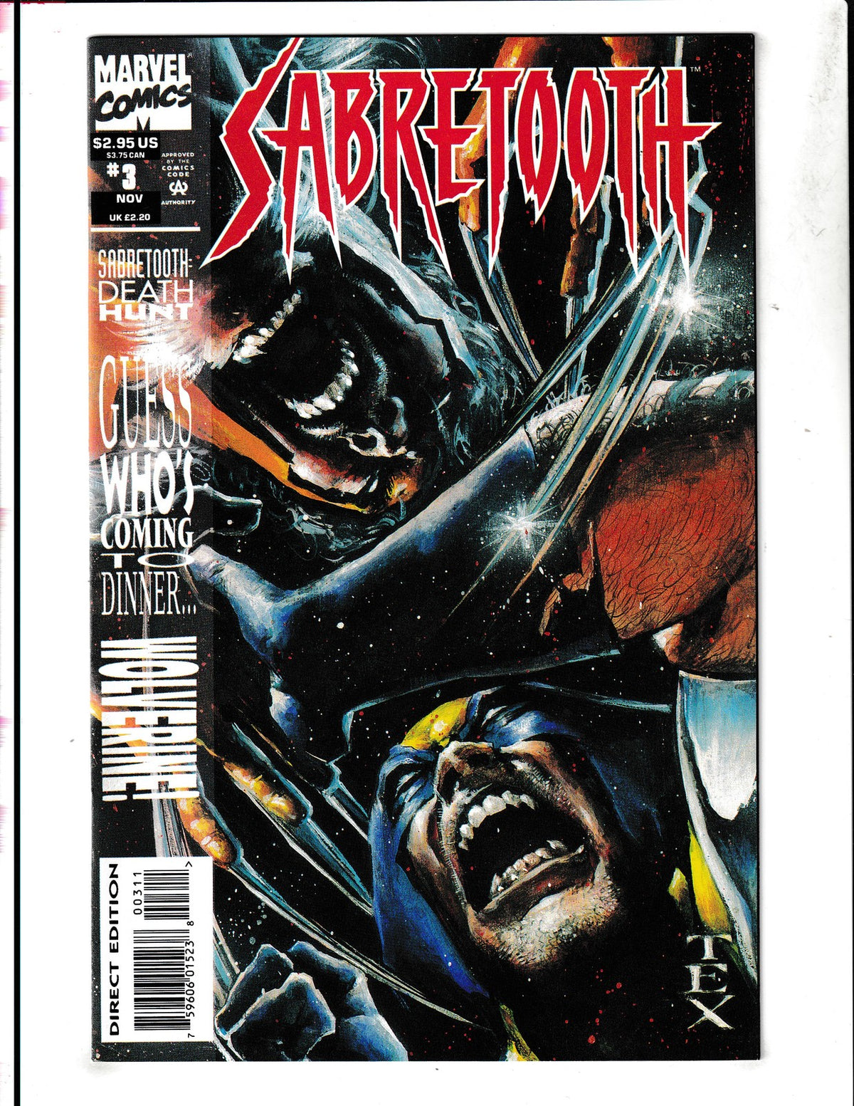 Sabretooth #3 (1993) Death Run Wolverine Marvel Comics