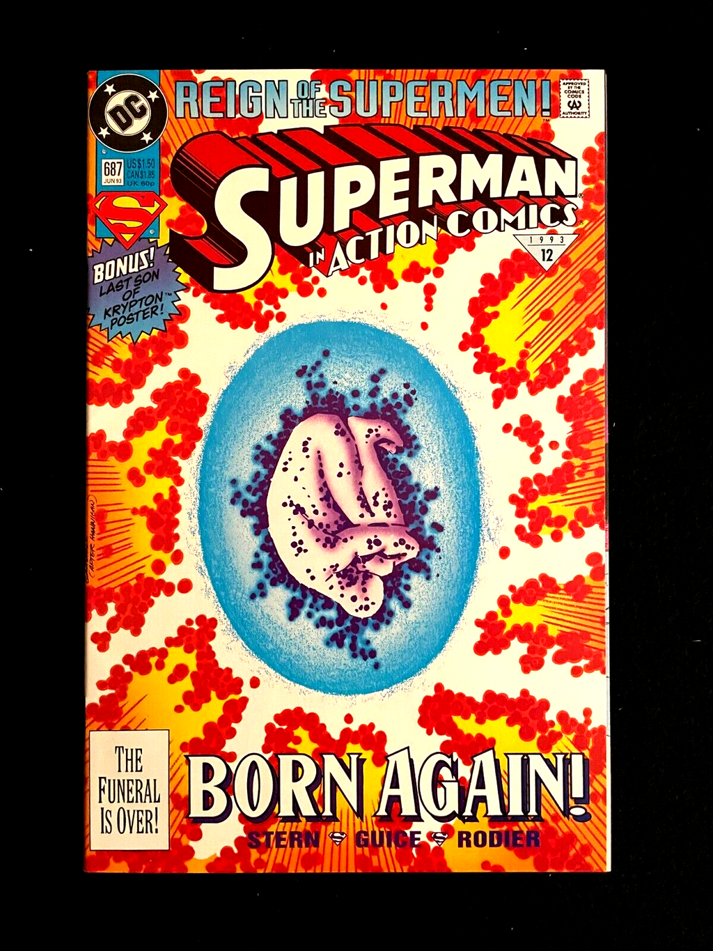 Action Comics #687 1993 - Includes Last Son of Krypton Poster