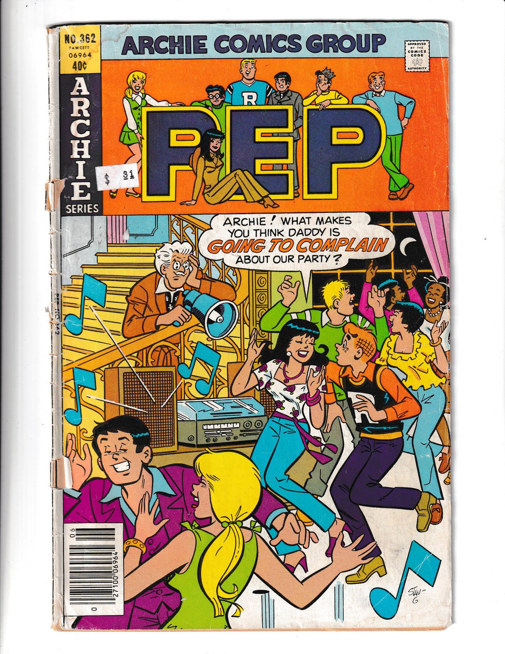 PEP Comics #362 (1980) Cover detached Archie Comics