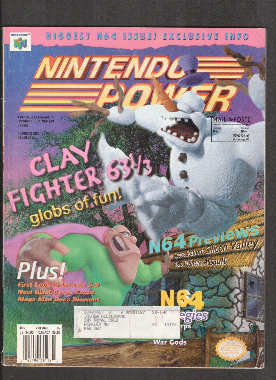 Nintendo Power #97 June (1997) Clay Fighter 63 1/3 w/ Poster Magazine Comics