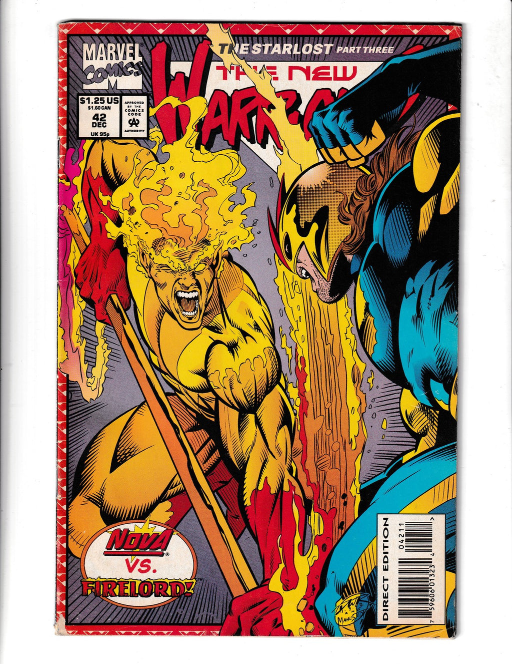 New Warriors #42 (1993) Paper loss on botom left corner Marvel Comics