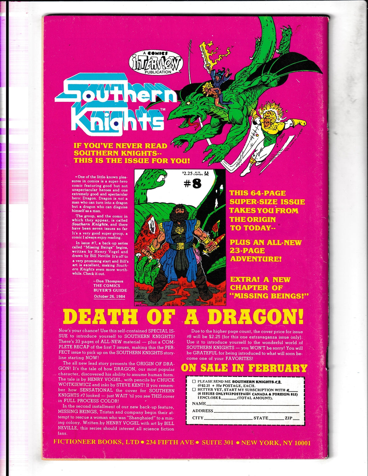 Amazing Heroes #65 (1985) Chiris Claremont's Black Dragon Fantagraphics Comics