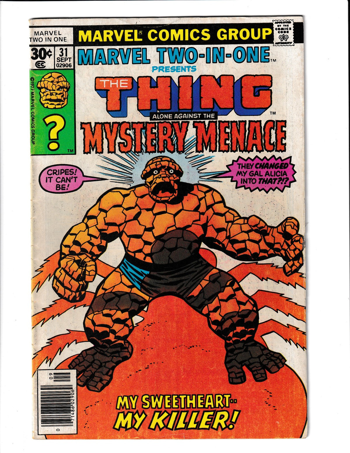 Marvel Two-In One #31 (1977) Thing Alone Against Mystery Menace Marvel Comics