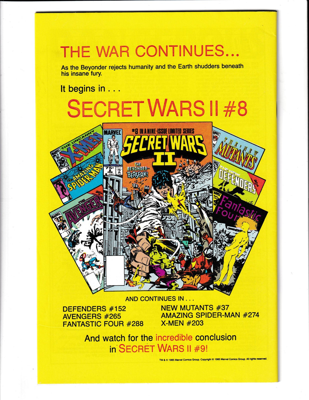 Defenders #152 (1986) Double-Sized Final Issue, Secret Wars Marvel Comics