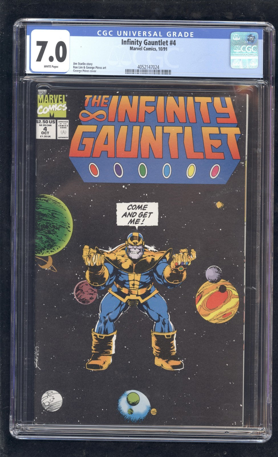 Infinity Gauntlet #4 CGC 7.0 (1991) George Perez Graded Marvel Comics