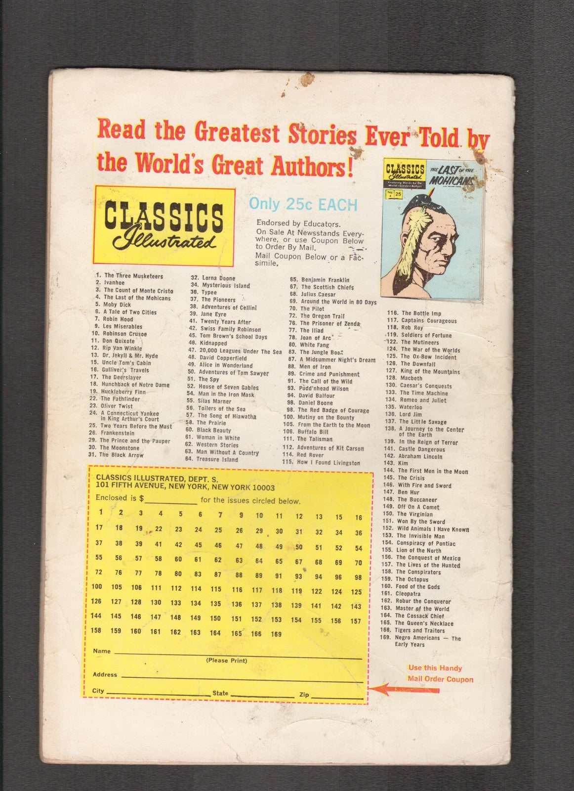 Classics Illustrated #137 (1970) HRN169 Little Savage Gilberton Comics