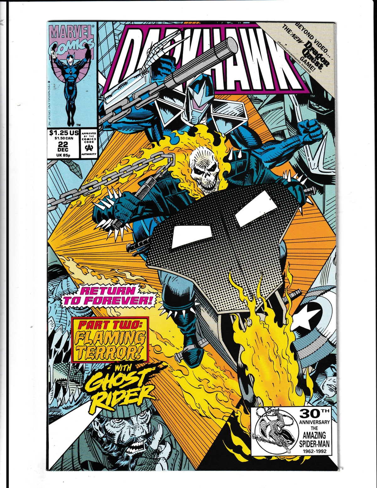 Darkhawk #22 (1992) Higher Grade - Ghost Rider Cover Marvel Comics
