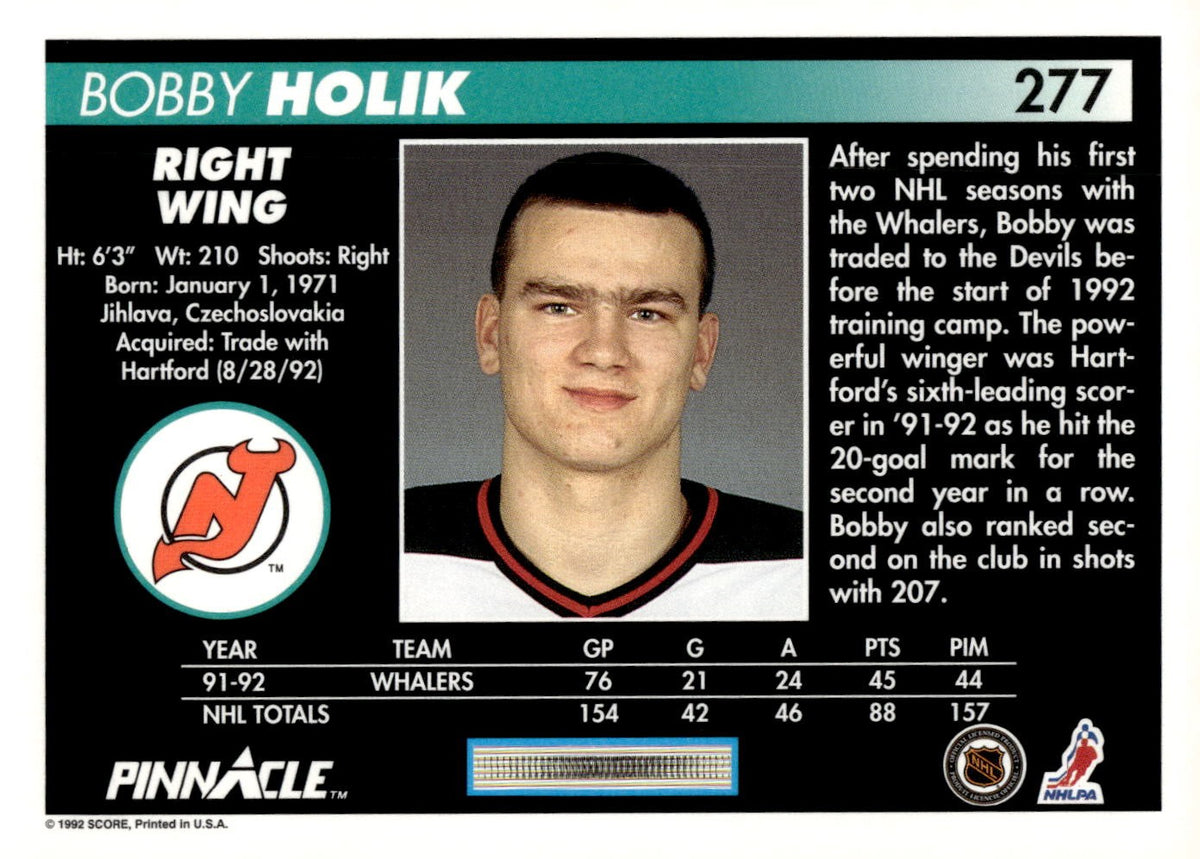 1992-93 Pinnacle #277 Bobby Holik Hockey New Jersey Devils