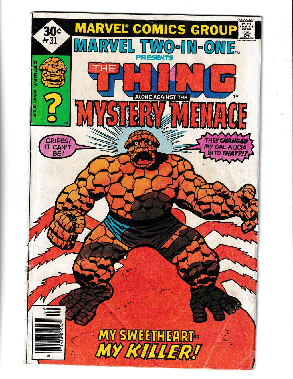 Marvel Two-In-One #31 (1977) Thing Alone Against Mystery Menace Marvel Comics