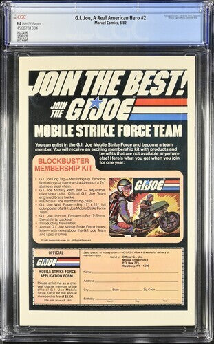 G.I. Joe: A Real American Hero #2 CGC 9.8 (1982) 1st Print Graded Marvel Comics