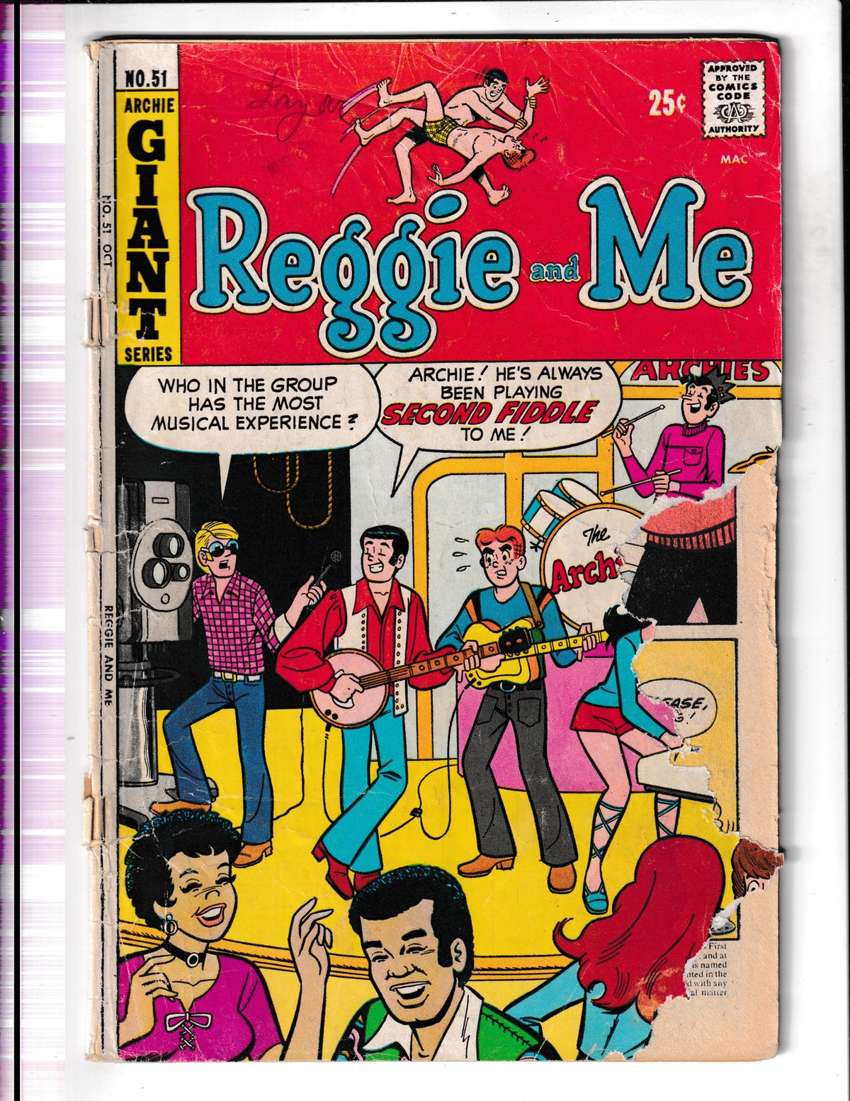 Reggie and Me #51 (1971) Rough front cover Archie Comics